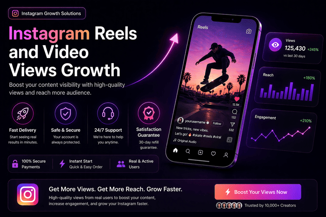 Photo: clean package grid and Instagram Reels and video, views growth