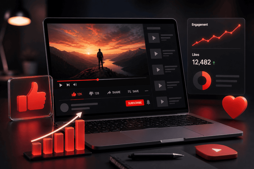 Creator workspace with screens showing video production